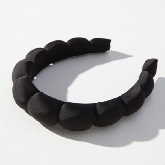 ANTHROPOLOGIE Black Satin Bubble Headband NWT GRWM - Picture 1 of 4